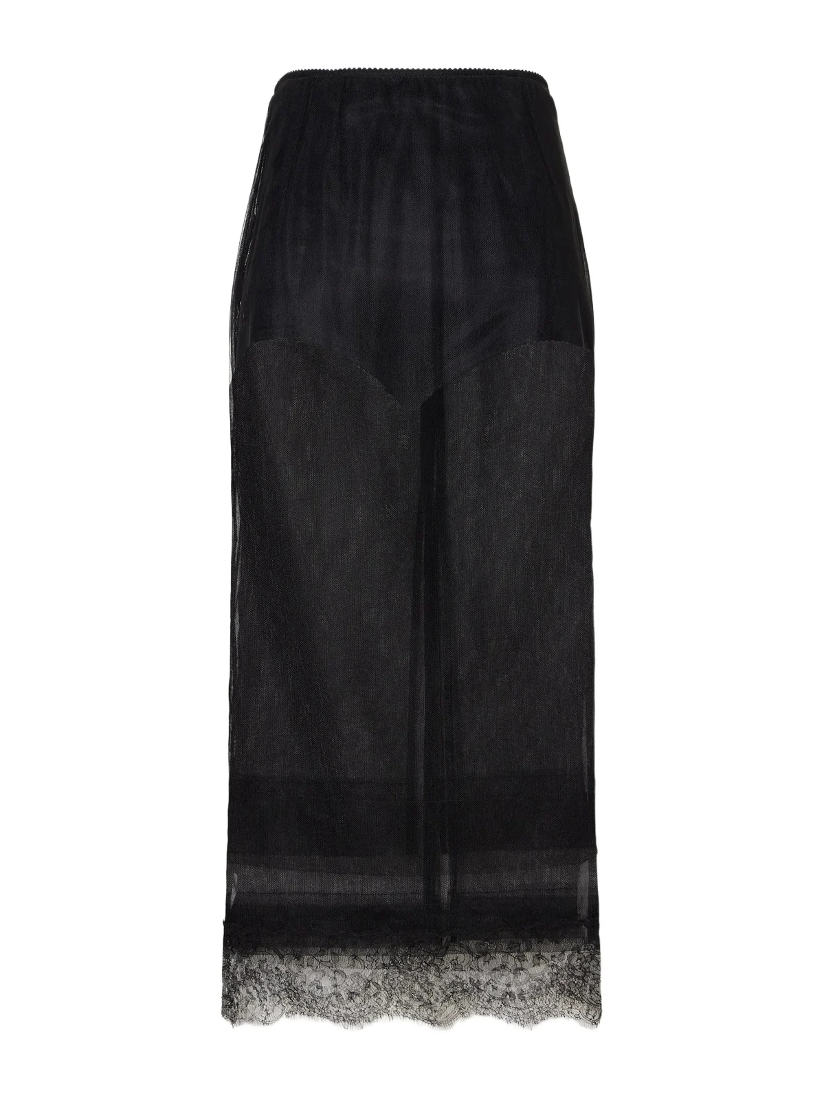 Layered Lace-trimmed Tulle Midi Skirt Layered Lace-trimmed Tulle Midi Skirt