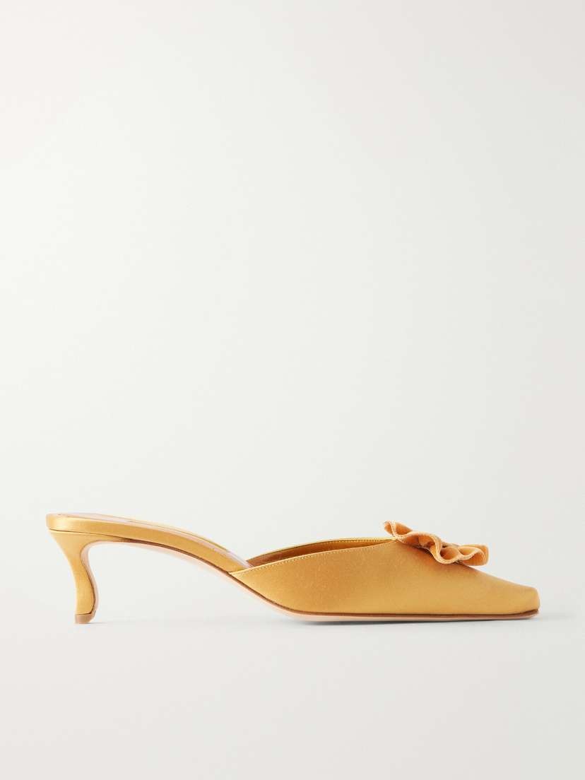 Manolo Blahnik Caulon 50 Velvet-trimmed Satin Pumps