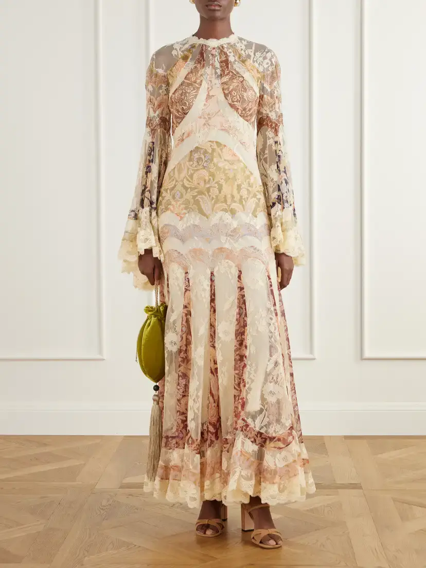 Zimmermann Valiant Paneled Printed Lace-trimmed Chiffon Maxi Dress | Thumbnail 2
