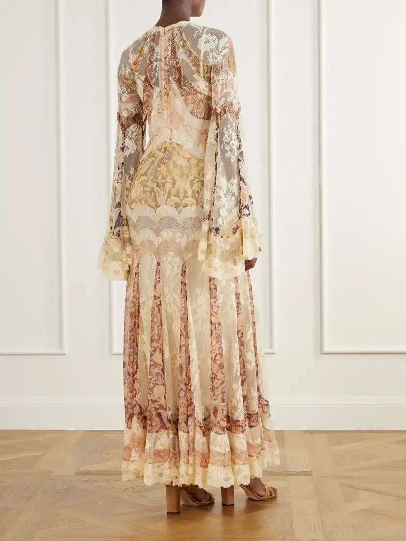 Zimmermann Valiant Paneled Printed Lace-trimmed Chiffon Maxi Dress | Thumbnail 3