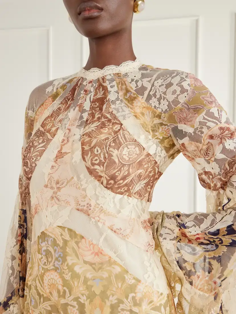 Zimmermann Valiant Paneled Printed Lace-trimmed Chiffon Maxi Dress | Thumbnail 4