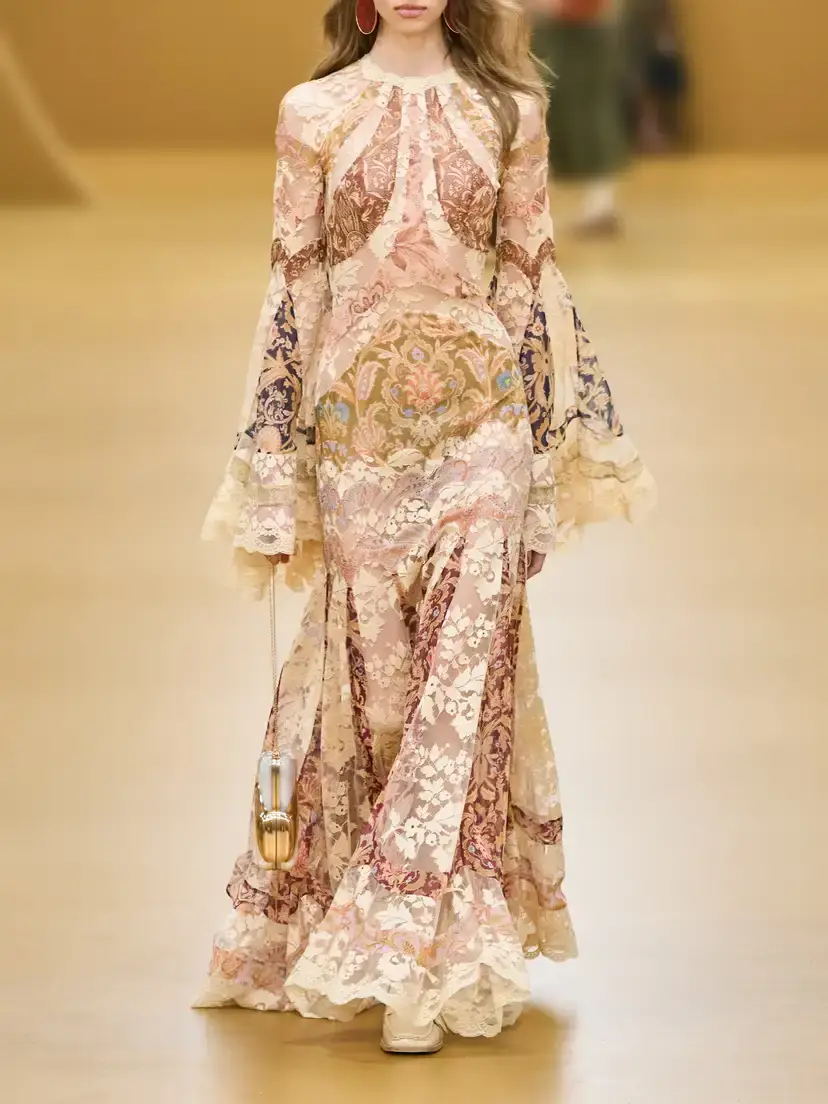 Zimmermann Valiant Paneled Printed Lace-trimmed Chiffon Maxi Dress | Thumbnail 5