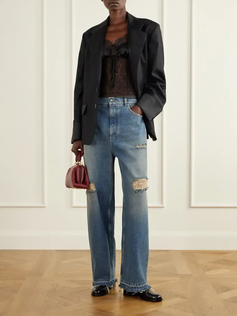 Dolce & Gabbana Distressed High-rise Wide-leg Jeans | Thumbnail 2 Dolce & Gabbana Distressed High-rise Wide-leg Jeans | Thumbnail 2