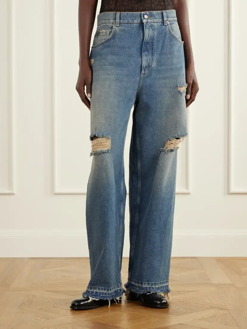 Dolce & Gabbana Distressed High-rise Wide-leg Jeans | Thumbnail 3 Dolce & Gabbana Distressed High-rise Wide-leg Jeans | Thumbnail 3