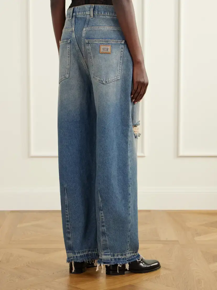 Dolce & Gabbana Distressed High-rise Wide-leg Jeans | Thumbnail 4 Dolce & Gabbana Distressed High-rise Wide-leg Jeans | Thumbnail 4
