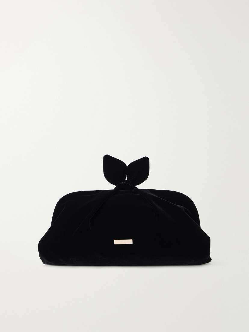 Aquazzura Bow Tie Velvet Clutch