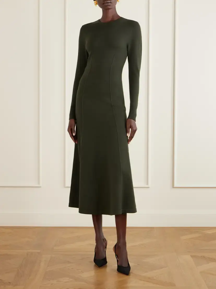 Carolina Herrera Wool And Silk-blend Knitted Midi Dress | Thumbnail 2 Carolina Herrera Wool And Silk-blend Knitted Midi Dress | Thumbnail 2