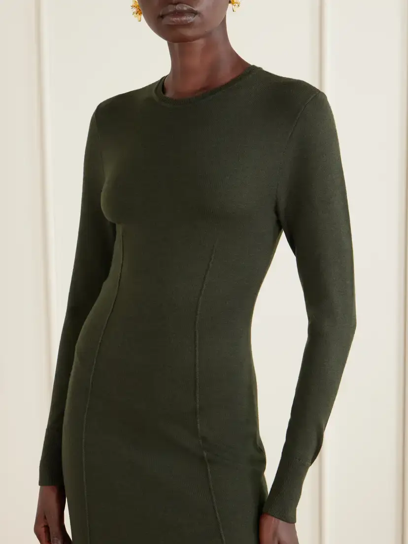 Carolina Herrera Wool And Silk-blend Knitted Midi Dress | Thumbnail 4 Carolina Herrera Wool And Silk-blend Knitted Midi Dress | Thumbnail 4