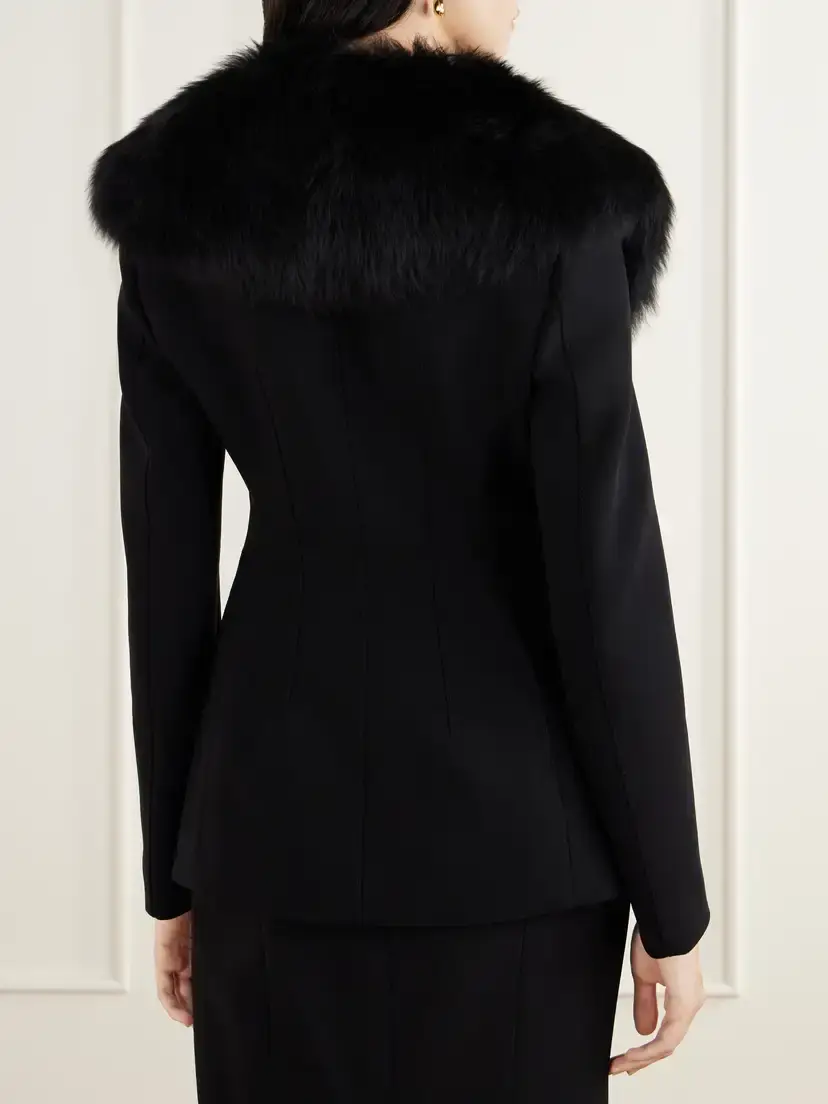 Dolce & Gabbana Peplum Plush-trimmed Wool-blend Jacket | Thumbnail 3