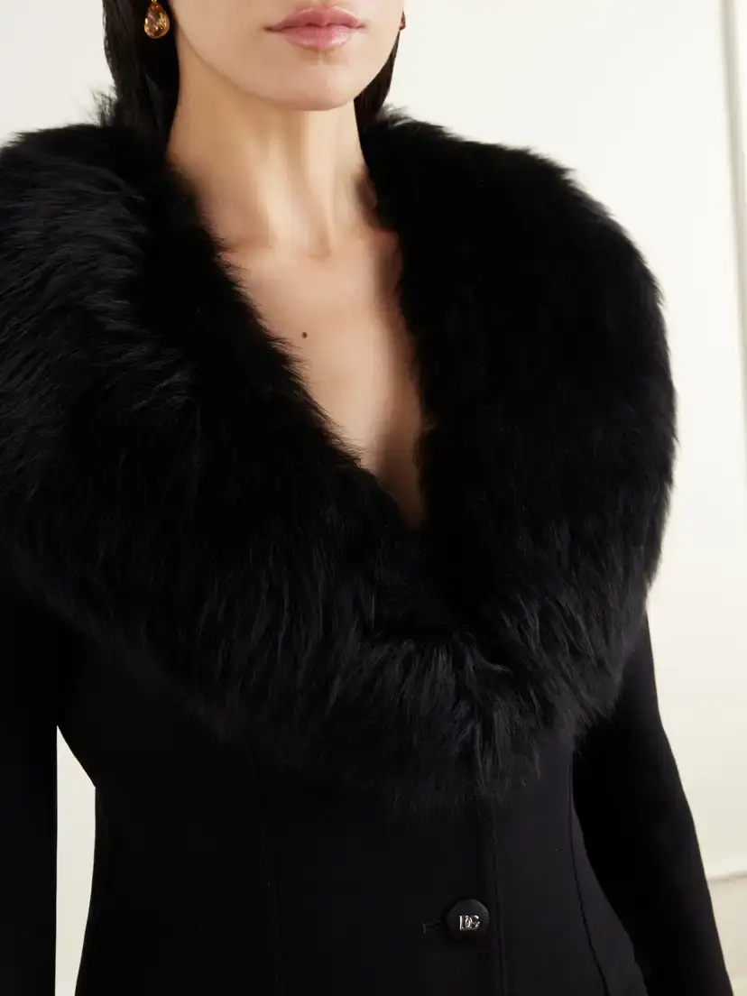 Dolce & Gabbana Peplum Plush-trimmed Wool-blend Jacket | Thumbnail 4