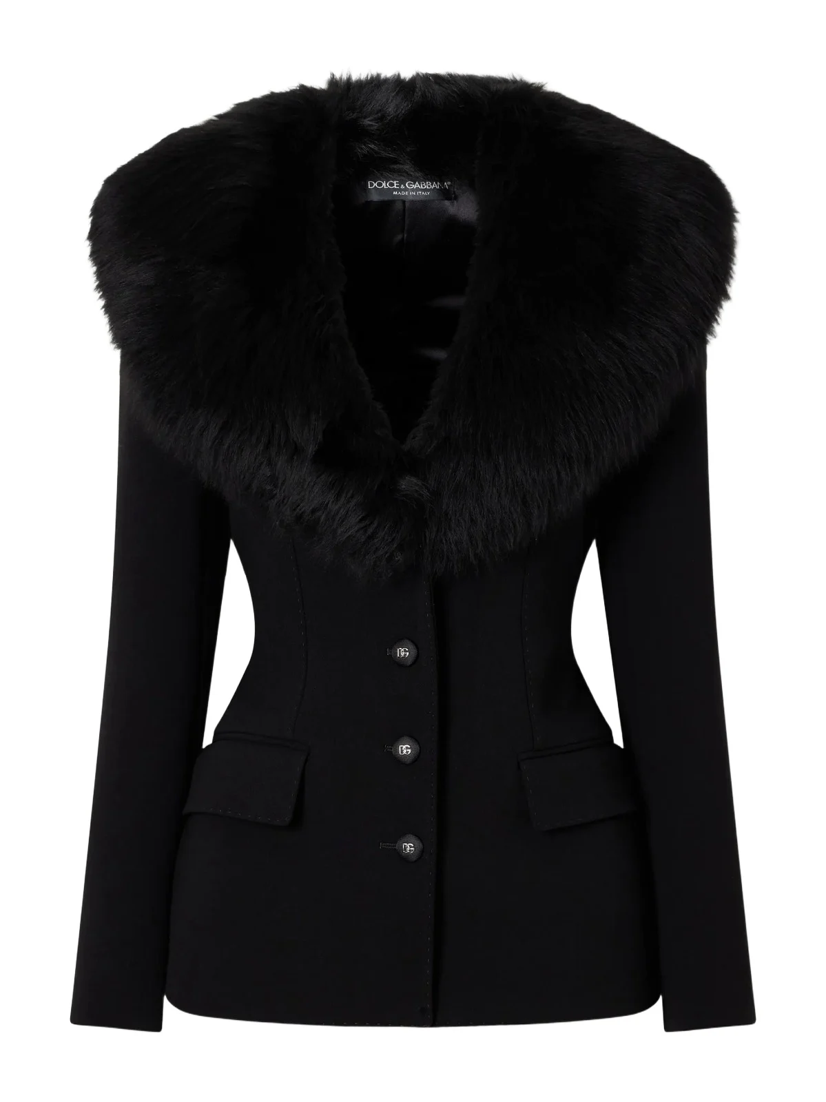 Dolce & Gabbana Peplum Plush-trimmed Wool-blend Jacket