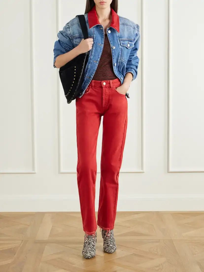 Isabel Marant Devyn Leather-trimmed Denim Jacket | Thumbnail 2 Isabel Marant Devyn Leather-trimmed Denim Jacket | Thumbnail 2