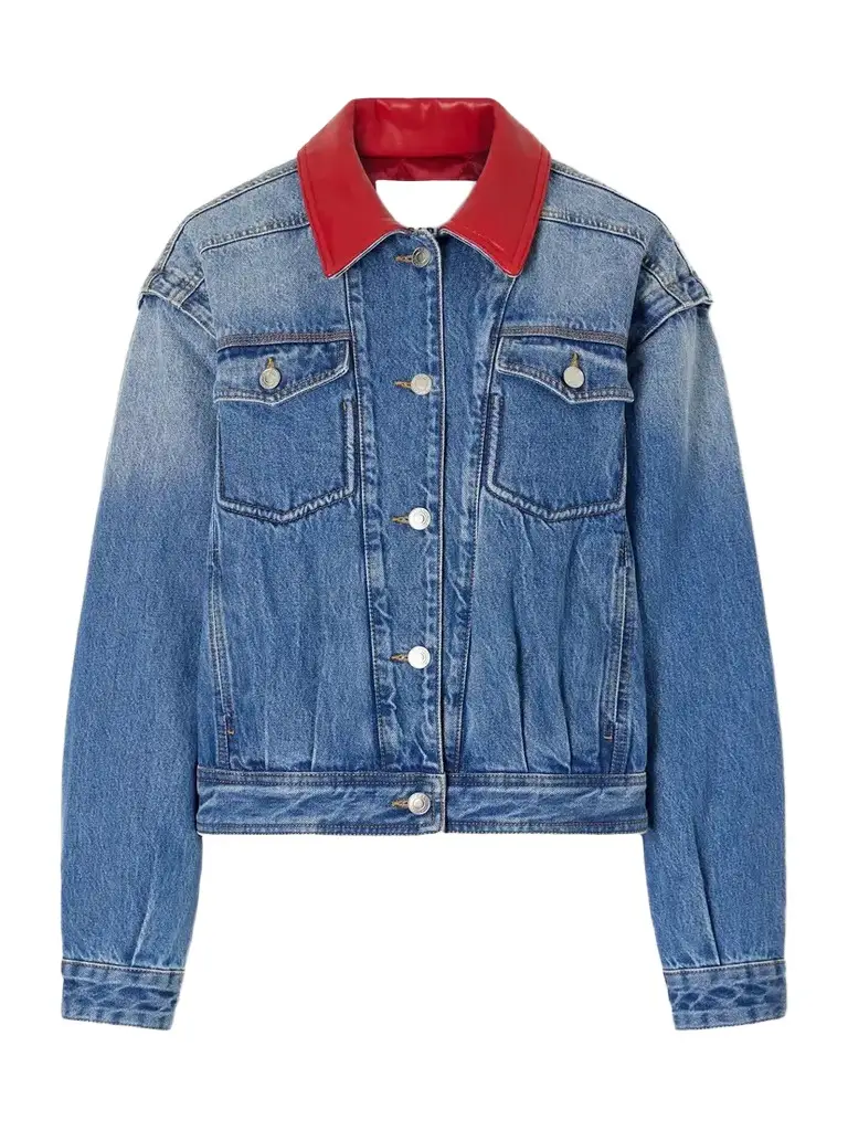 Isabel Marant Devyn Leather-trimmed Denim Jacket