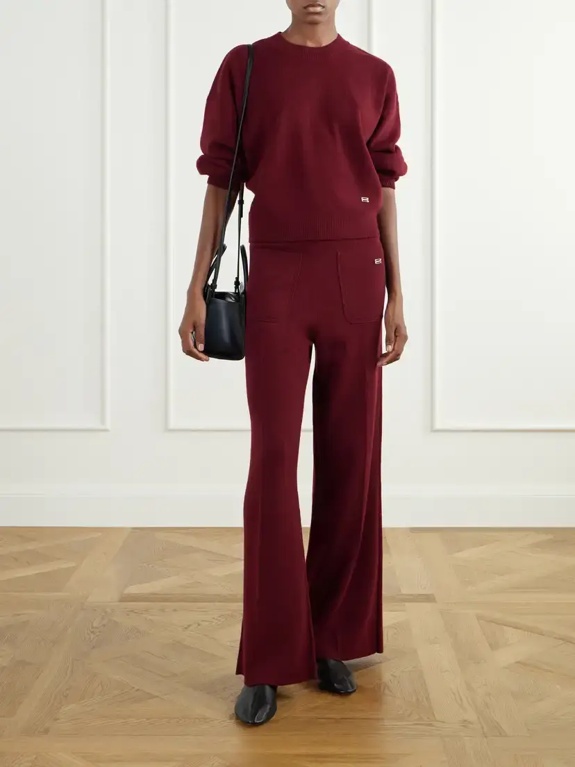 Victoria Beckham Alina Merino Wool And Cashmere-blend Flared Pants | Thumbnail 2 Victoria Beckham Alina Merino Wool And Cashmere-blend Flared Pants | Thumbnail 2