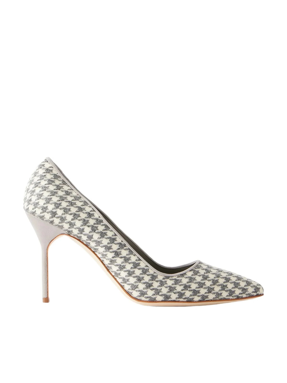 Manolo Blahnik Bb 90 Suede-trimmed Houndstooth Wool Pumps