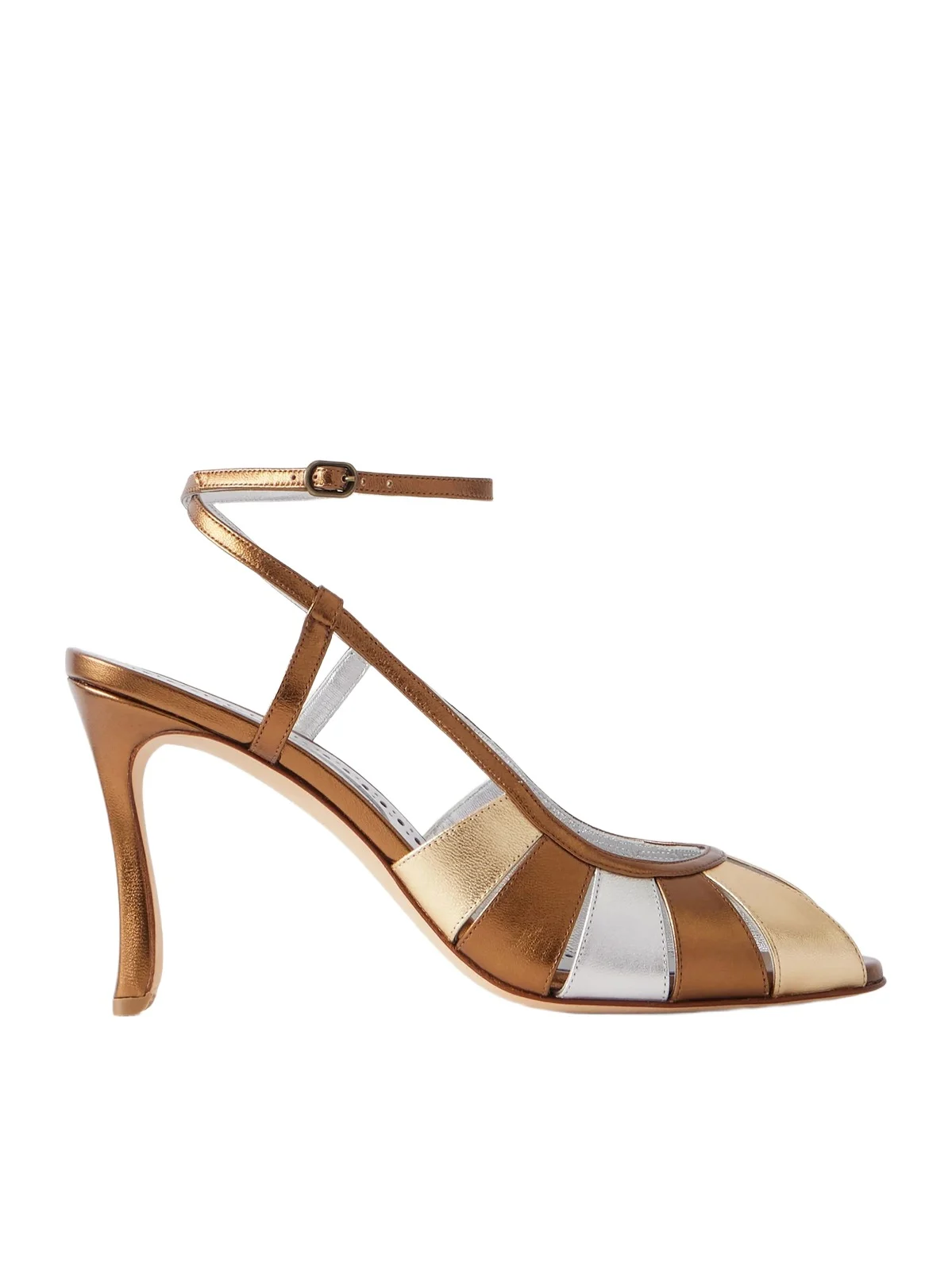 Manolo Blahnik Cloudadhi 90 Metallic Leather Sandals