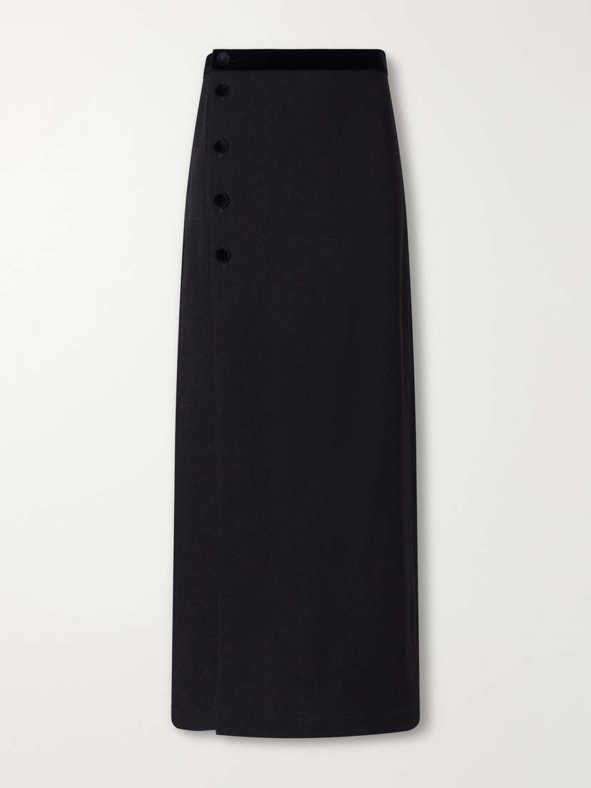 Blazé Milano Ara Velvet-trimmed Crepe Midi Skirt