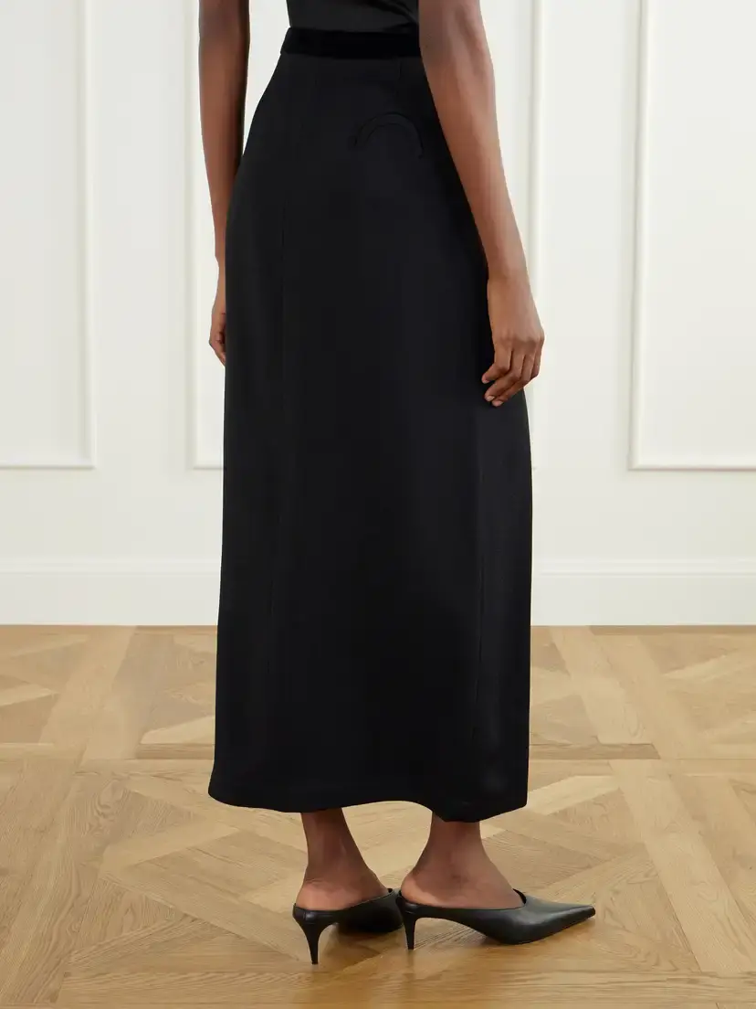 Blazé Milano Ara Velvet-trimmed Crepe Midi Skirt | Thumbnail 4 Blazé Milano Ara Velvet-trimmed Crepe Midi Skirt | Thumbnail 4