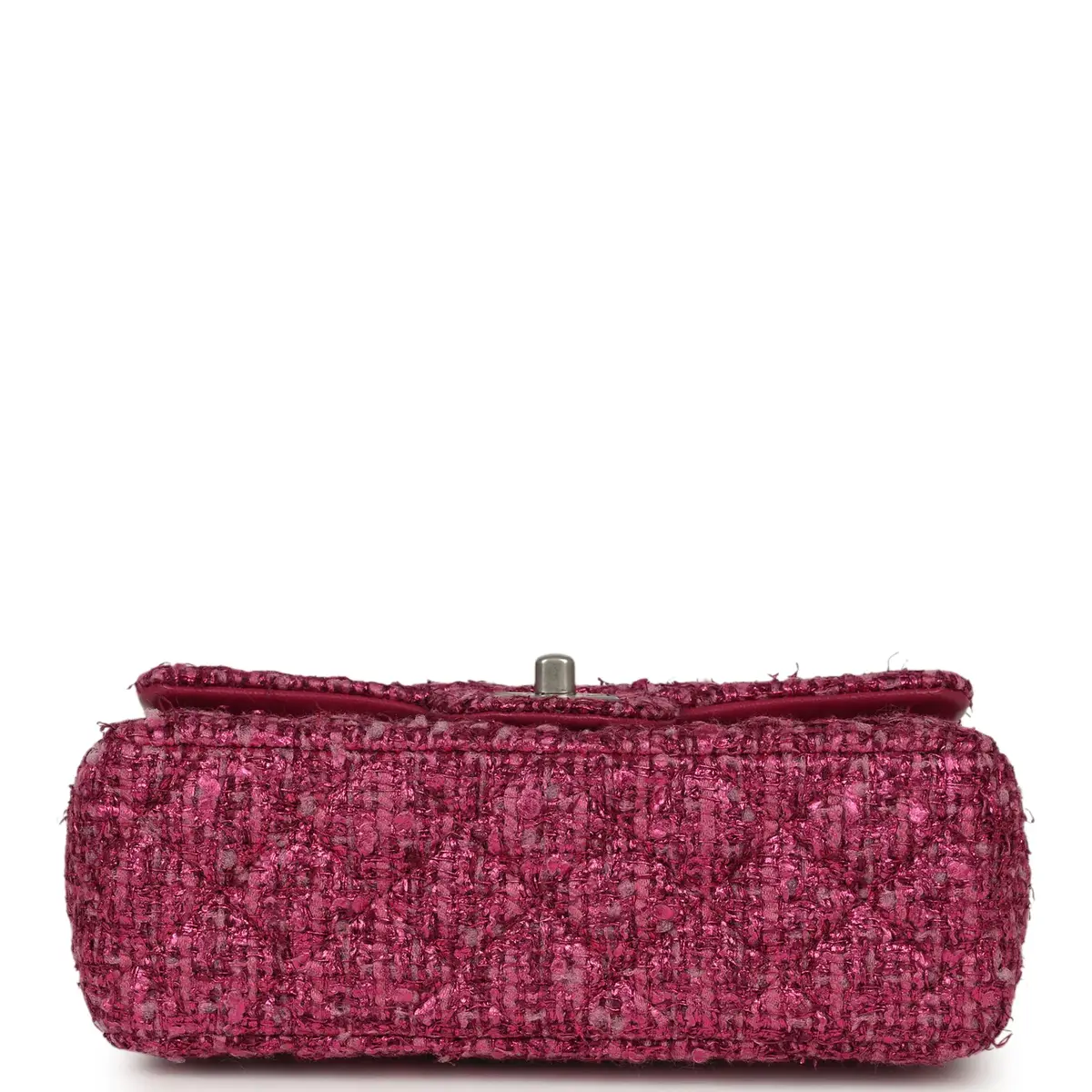 Chanel Chanel Mini Rectangular Flap Bag Dark Pink Metallic Tweed Bouclé Brushed Silver Hardware | Thumbnail 6 Chanel Chanel Mini Rectangular Flap Bag Dark Pink Metallic Tweed Bouclé Brushed Silver Hardware | Thumbnail 6