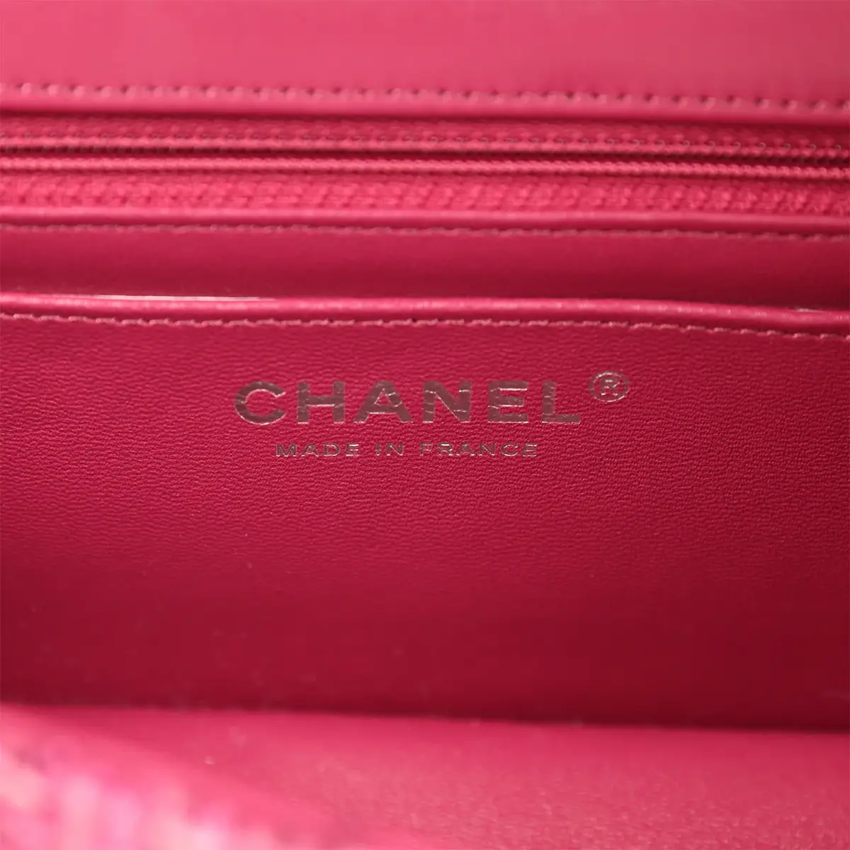 Chanel Chanel Mini Rectangular Flap Bag Dark Pink Metallic Tweed Bouclé Brushed Silver Hardware | Thumbnail 10 Chanel Chanel Mini Rectangular Flap Bag Dark Pink Metallic Tweed Bouclé Brushed Silver Hardware | Thumbnail 10