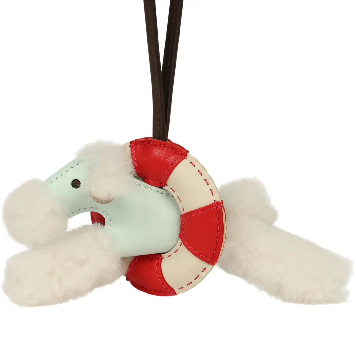 HERMÈS Hermes "A La Mer" Budy Charm Ecru, Vert Peppermint, Chocolat, Rouge, Craie Merino Wool and Milo Lambskin | Thumbnail 2