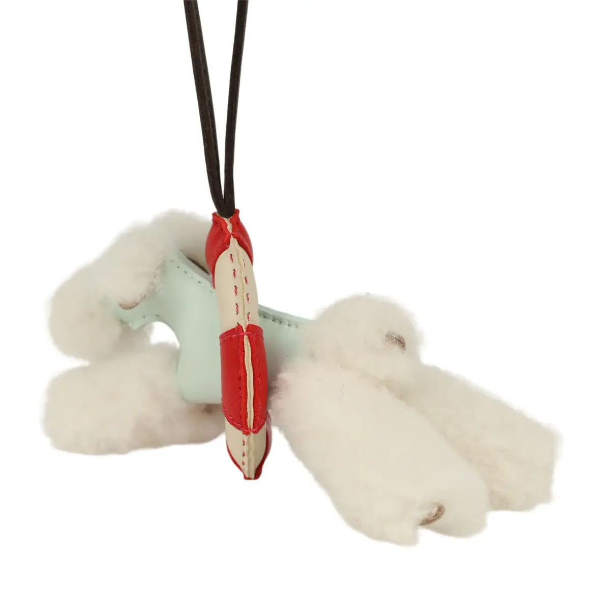 HERMÈS Hermes "A La Mer" Budy Charm Ecru, Vert Peppermint, Chocolat, Rouge, Craie Merino Wool and Milo Lambskin | Thumbnail 4