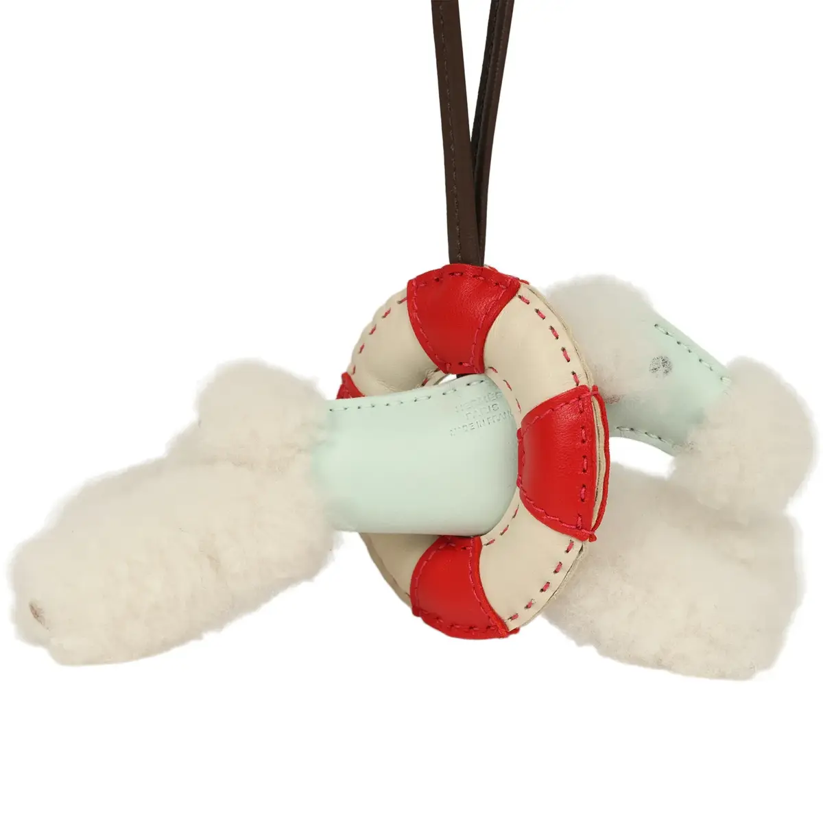 HERMÈS Hermes "A La Mer" Budy Charm Ecru, Vert Peppermint, Chocolat, Rouge, Craie Merino Wool and Milo Lambskin | Thumbnail 5