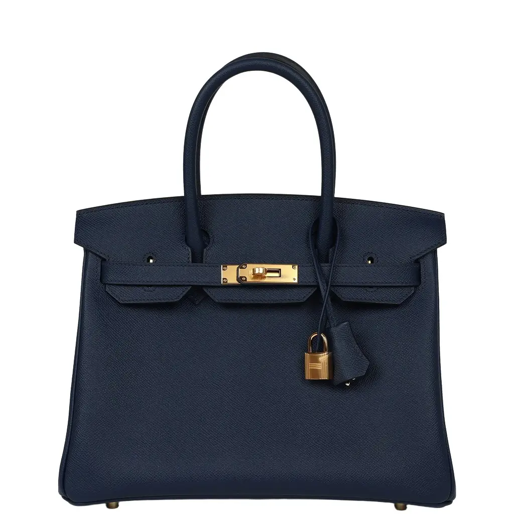 HERMÈS Hermes Birkin 30 Bleu Navy Epsom Gold Hardware