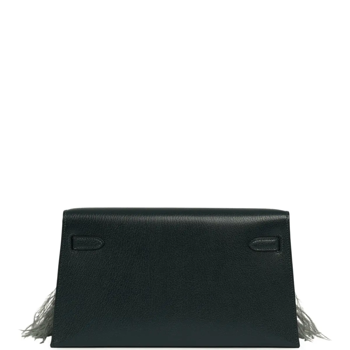 HERMÈS Hermes Kelly Elan Foile Vert Cypress Chevre Chamkila and Ostrich Feathers Palladium Hardware | Thumbnail 4