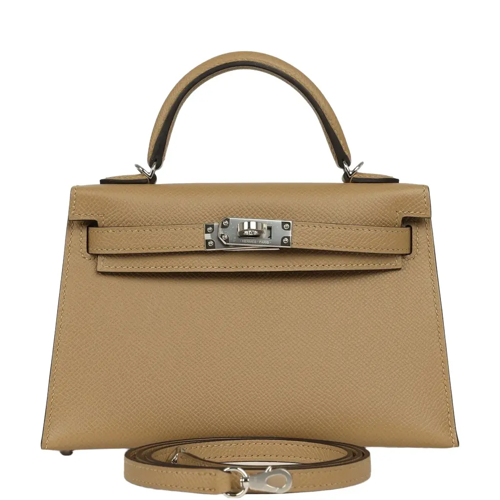HERMÈS Hermes Kelly Sellier 20 Poussiere Epsom Palladium Hardware
