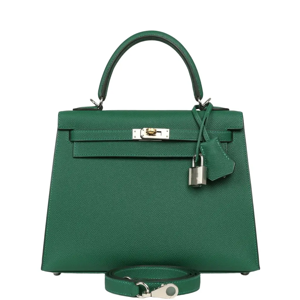 Hermes Kelly Sellier 25 Vert Moyen Epsom Electrum Hardware