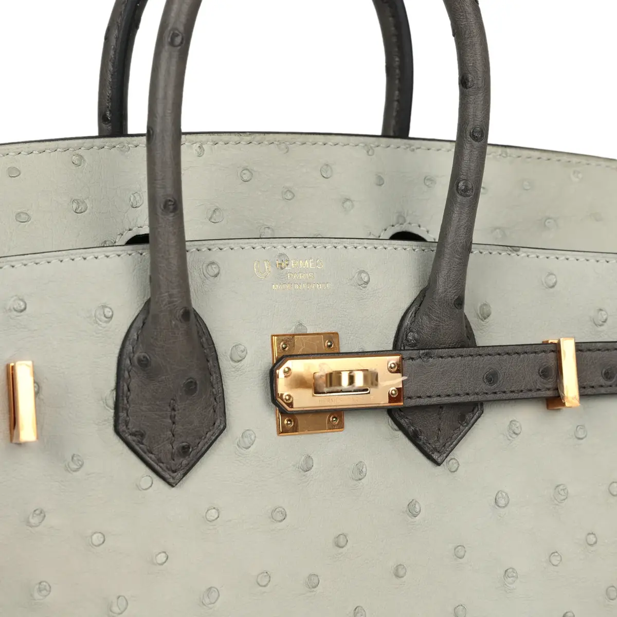 HERMÈS Hermes Special Order (HSS) Birkin 25 Gris Perle, Graphite Ostrich Rose Gold Hardware | Thumbnail 7