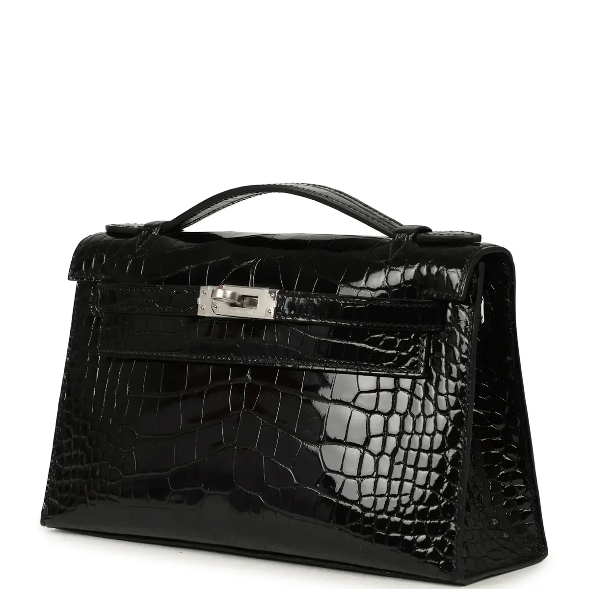 HERMÈS Hermes Special Order (HSS) Kelly Pochette Black Verso Shiny Alligator Palladium Hardware | Thumbnail 2 HERMÈS Hermes Special Order (HSS) Kelly Pochette Black Verso Shiny Alligator Palladium Hardware | Thumbnail 2
