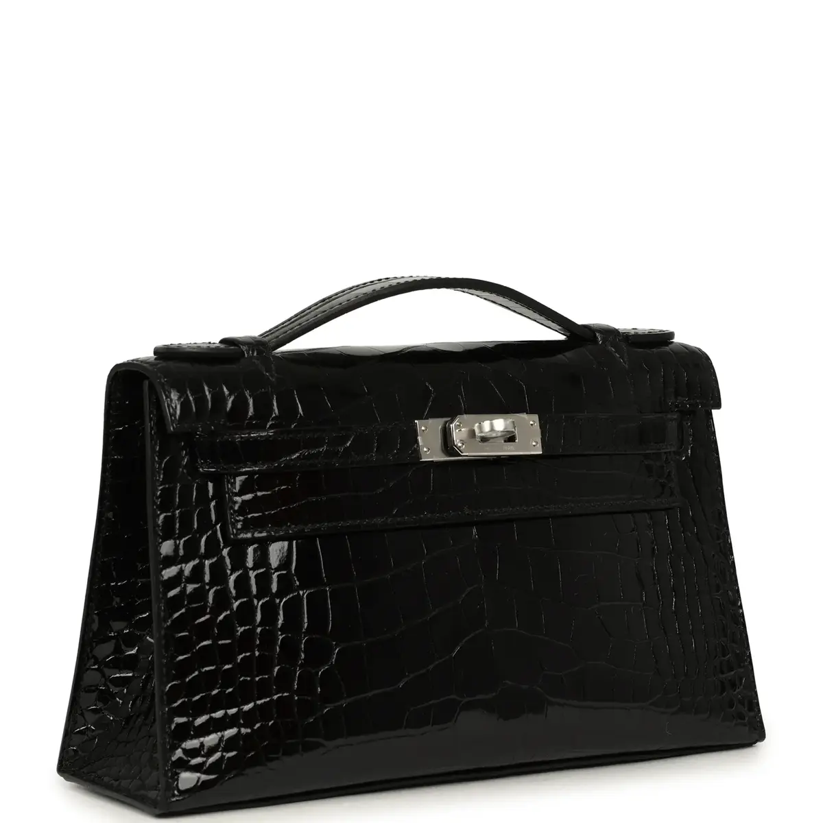 HERMÈS Hermes Special Order (HSS) Kelly Pochette Black Verso Shiny Alligator Palladium Hardware | Thumbnail 3 HERMÈS Hermes Special Order (HSS) Kelly Pochette Black Verso Shiny Alligator Palladium Hardware | Thumbnail 3