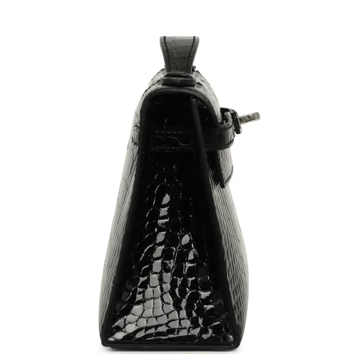 HERMÈS Hermes Special Order (HSS) Kelly Pochette Black Verso Shiny Alligator Palladium Hardware | Thumbnail 4 HERMÈS Hermes Special Order (HSS) Kelly Pochette Black Verso Shiny Alligator Palladium Hardware | Thumbnail 4