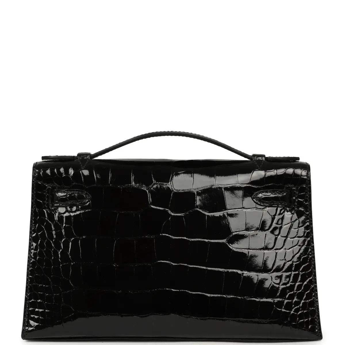 HERMÈS Hermes Special Order (HSS) Kelly Pochette Black Verso Shiny Alligator Palladium Hardware | Thumbnail 5 HERMÈS Hermes Special Order (HSS) Kelly Pochette Black Verso Shiny Alligator Palladium Hardware | Thumbnail 5
