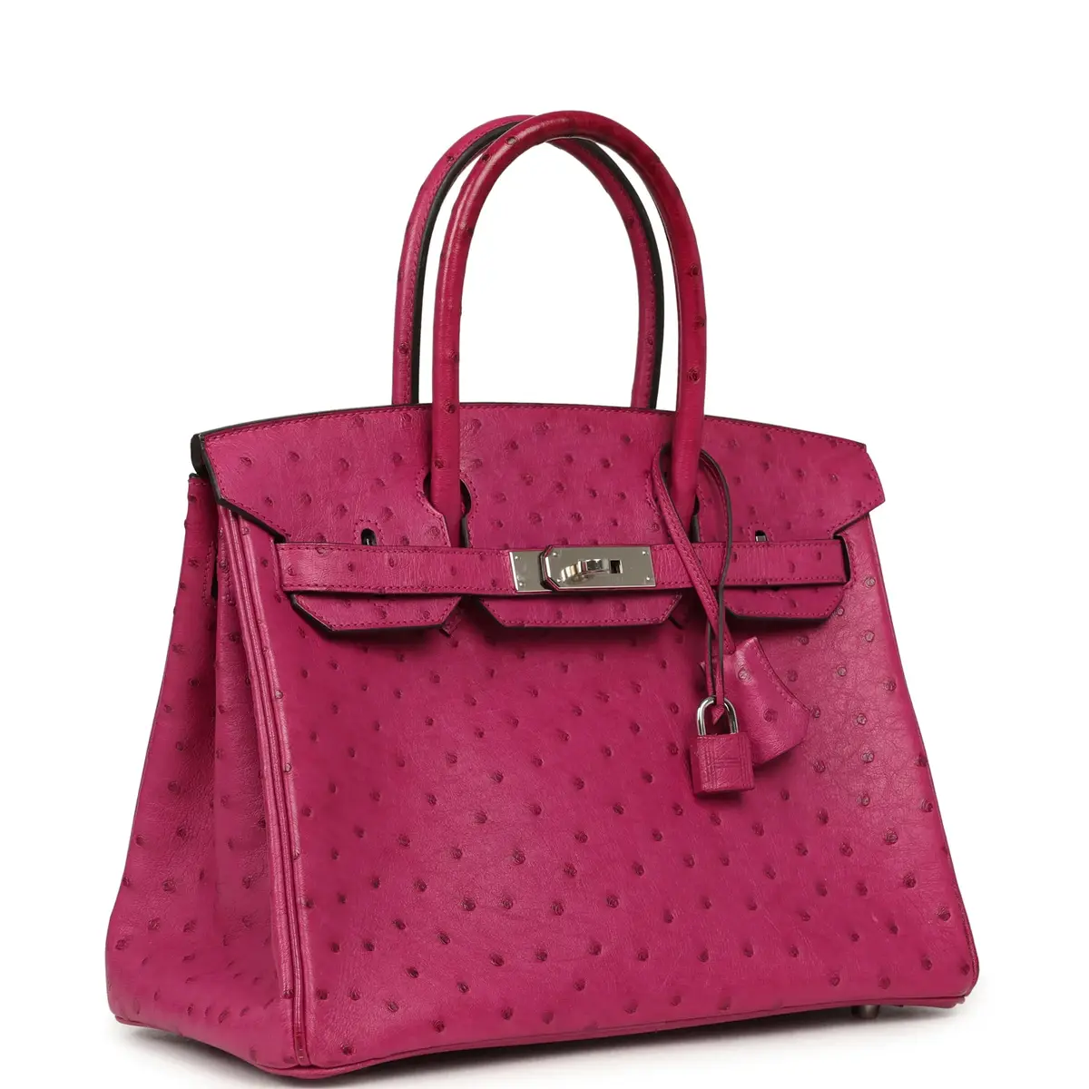 HERMÈS Pre-owned Hermes Birkin 30 Rose Pourpre Ostrich Palladium Hardware | Thumbnail 2 HERMÈS Pre-owned Hermes Birkin 30 Rose Pourpre Ostrich Palladium Hardware | Thumbnail 2
