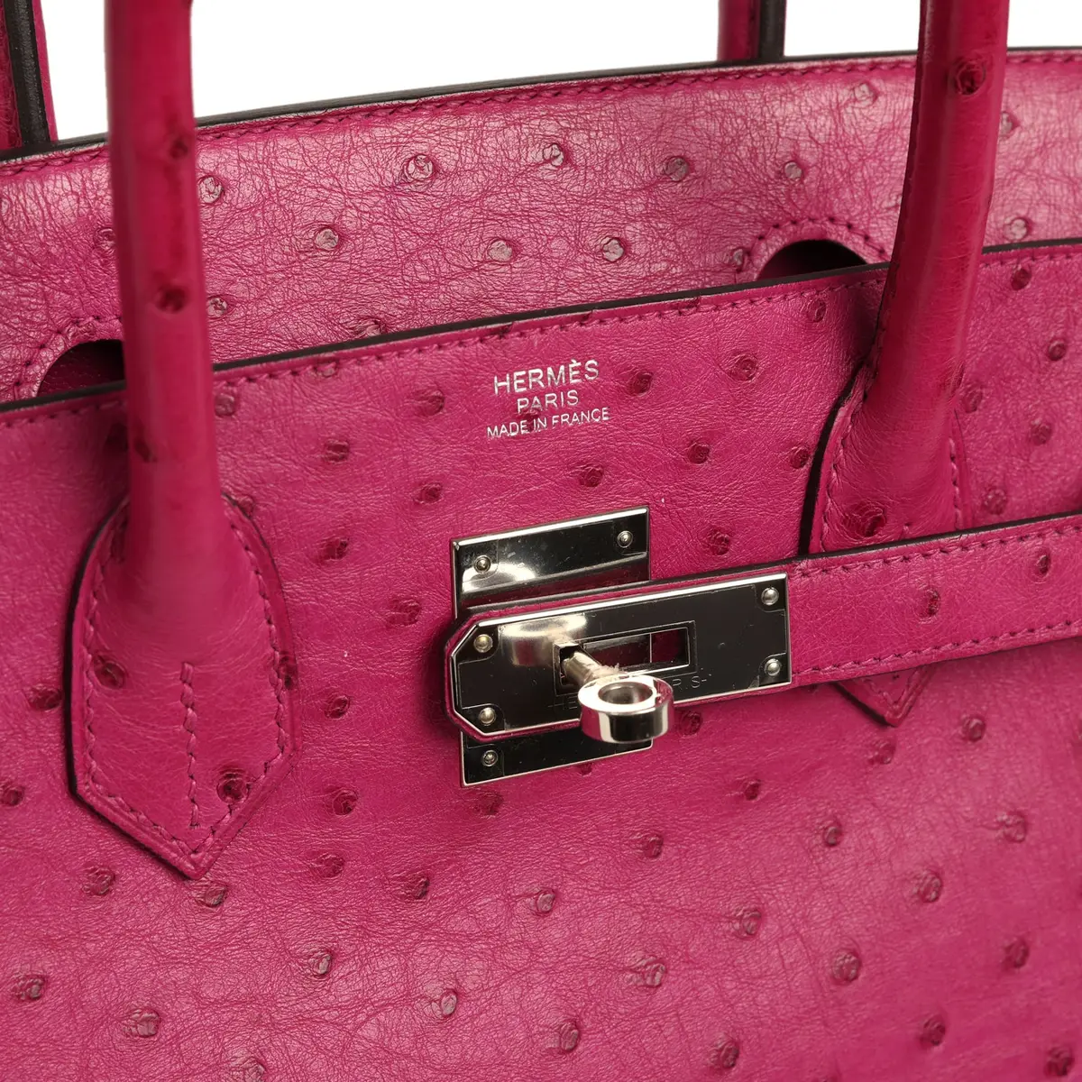 HERMÈS Pre-owned Hermes Birkin 30 Rose Pourpre Ostrich Palladium Hardware | Thumbnail 7 HERMÈS Pre-owned Hermes Birkin 30 Rose Pourpre Ostrich Palladium Hardware | Thumbnail 7