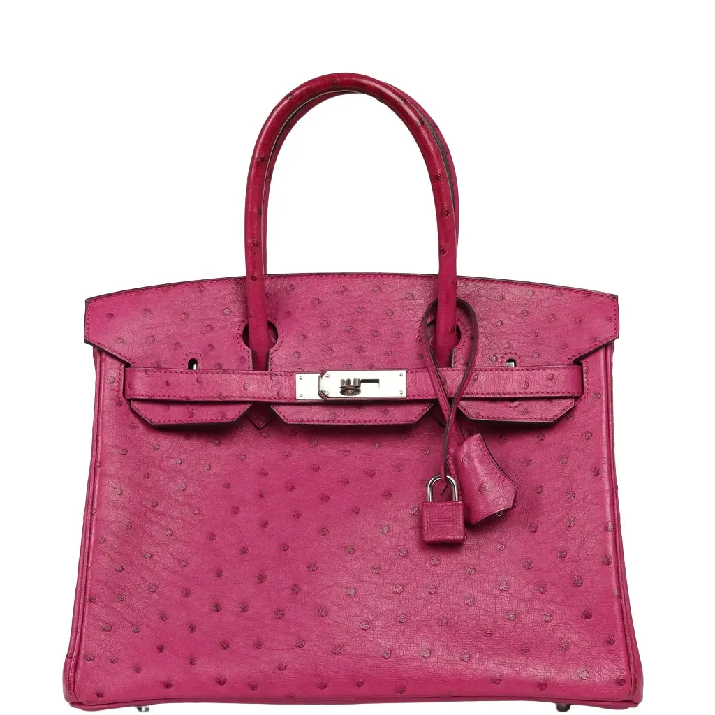 Pre-owned Hermes Birkin 30 Rose Pourpre Ostrich Palladium Hardware Pre-owned Hermes Birkin 30 Rose Pourpre Ostrich Palladium Hardware