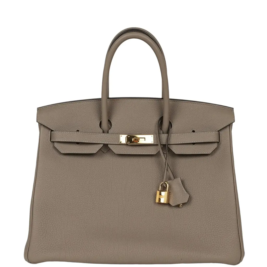 Pre-owned Hermes Birkin 35 Gris Asphalte Togo Gold Hardware Pre-owned Hermes Birkin 35 Gris Asphalte Togo Gold Hardware