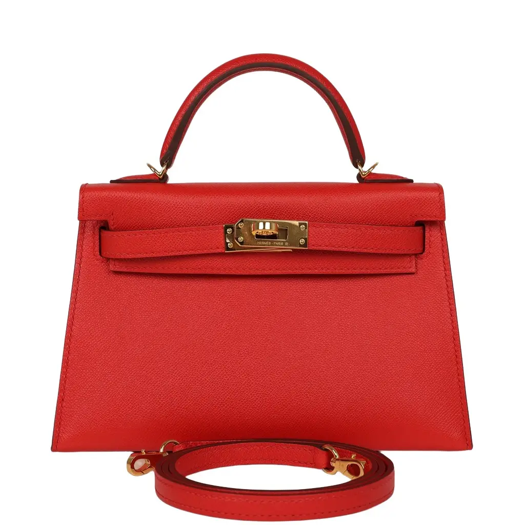 HERMÈS Pre-owned Hermes Kelly Sellier 20 Rouge de Coeur Madame Gold Hardware