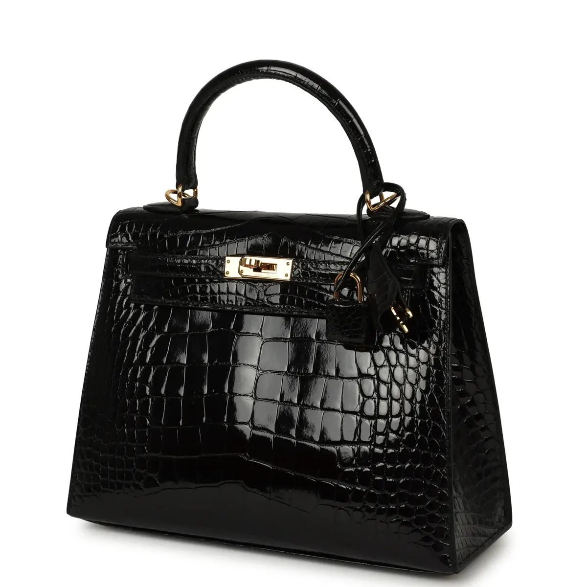 HERMÈS Pre-owned Hermes Kelly Sellier 25 Black Shiny Alligator Gold Hardware | Thumbnail 5 HERMÈS Pre-owned Hermes Kelly Sellier 25 Black Shiny Alligator Gold Hardware | Thumbnail 5