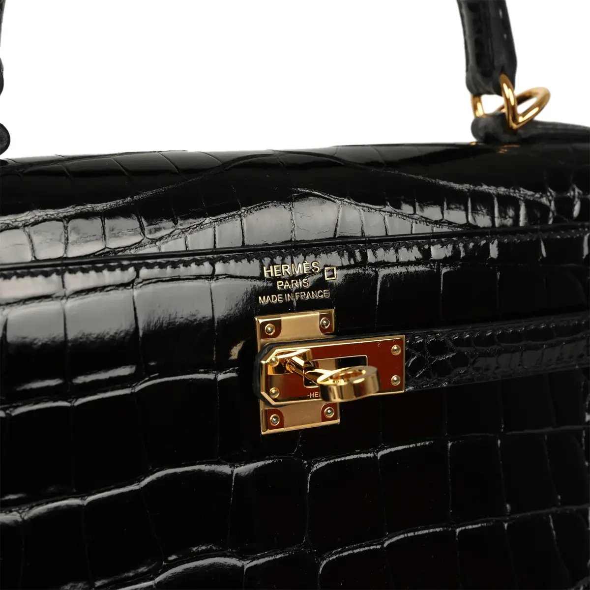 HERMÈS Pre-owned Hermes Kelly Sellier 25 Black Shiny Alligator Gold Hardware | Thumbnail 7 HERMÈS Pre-owned Hermes Kelly Sellier 25 Black Shiny Alligator Gold Hardware | Thumbnail 7