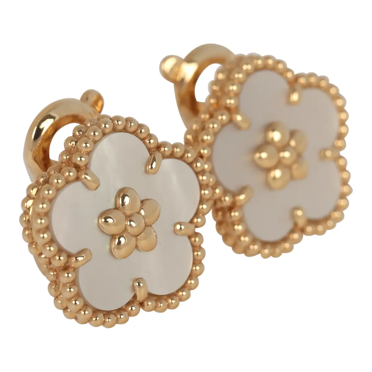 Van Cleef & Arpels Van Cleef & Arpels Lucky Spring Plum Blossom Earrings White Mother of Pearl 18K Yellow Gold | Thumbnail 4 Van Cleef & Arpels Van Cleef & Arpels Lucky Spring Plum Blossom Earrings White Mother of Pearl 18K Yellow Gold | Thumbnail 4