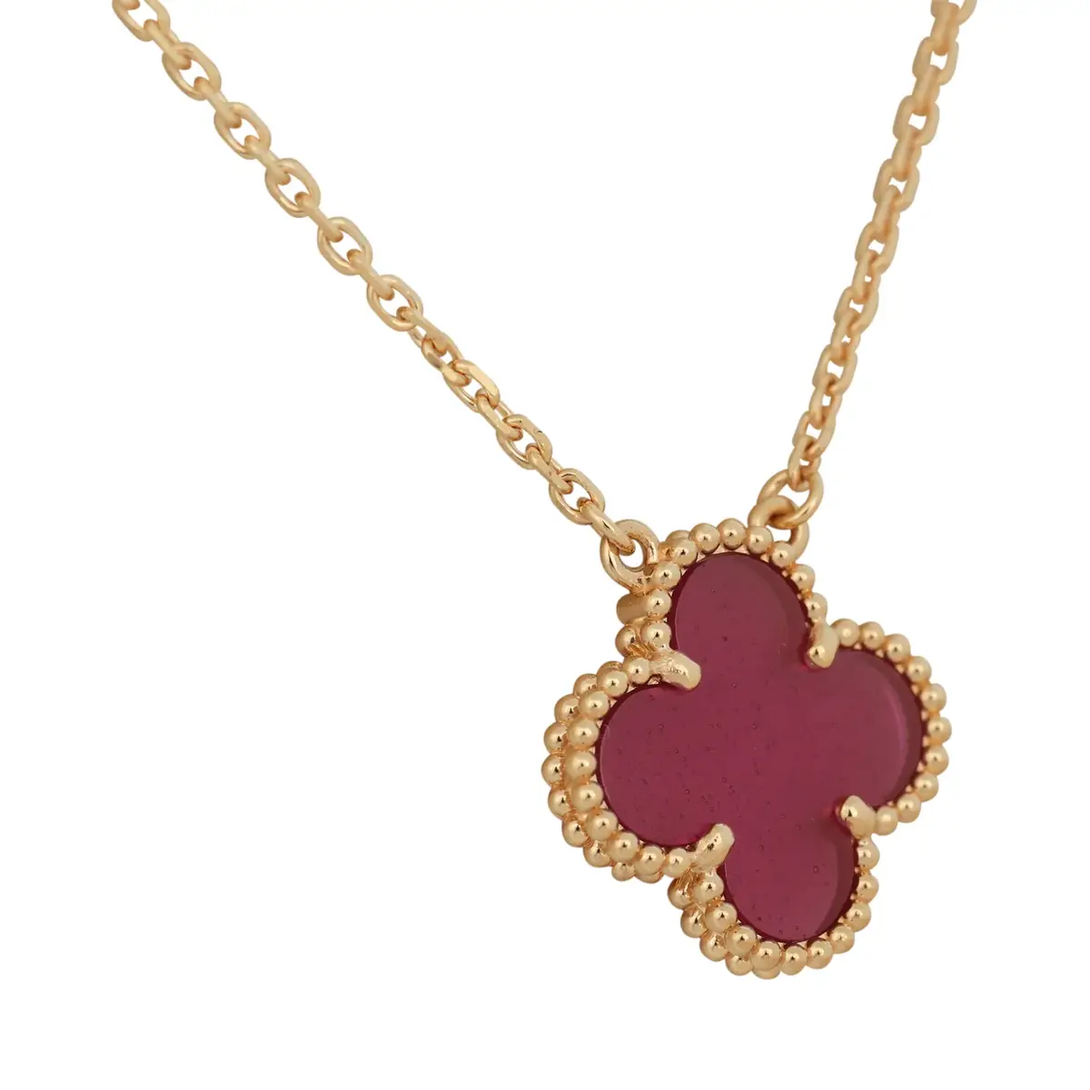 Van Cleef & Arpels Van Cleef & Arpels Vintage Alhambra Pendant Necklace Pink Enamel 18K Yellow Gold | Thumbnail 3 Van Cleef & Arpels Van Cleef & Arpels Vintage Alhambra Pendant Necklace Pink Enamel 18K Yellow Gold | Thumbnail 3