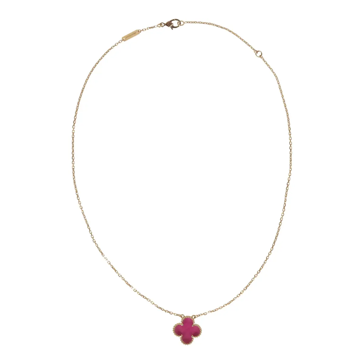 Van Cleef & Arpels Van Cleef & Arpels Vintage Alhambra Pendant Necklace Pink Enamel 18K Yellow Gold | Thumbnail 6 Van Cleef & Arpels Van Cleef & Arpels Vintage Alhambra Pendant Necklace Pink Enamel 18K Yellow Gold | Thumbnail 6