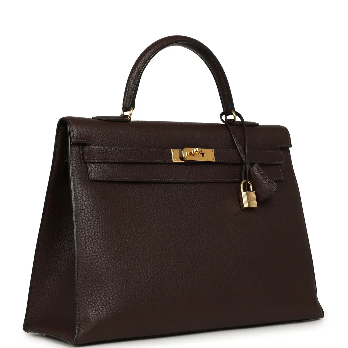 HERMÈS Vintage Hermes Kelly Sellier 35 Chocolat Fjord Gold Hardware | Thumbnail 2 HERMÈS Vintage Hermes Kelly Sellier 35 Chocolat Fjord Gold Hardware | Thumbnail 2