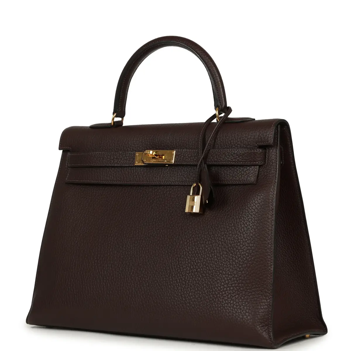 HERMÈS Vintage Hermes Kelly Sellier 35 Chocolat Fjord Gold Hardware | Thumbnail 5 HERMÈS Vintage Hermes Kelly Sellier 35 Chocolat Fjord Gold Hardware | Thumbnail 5