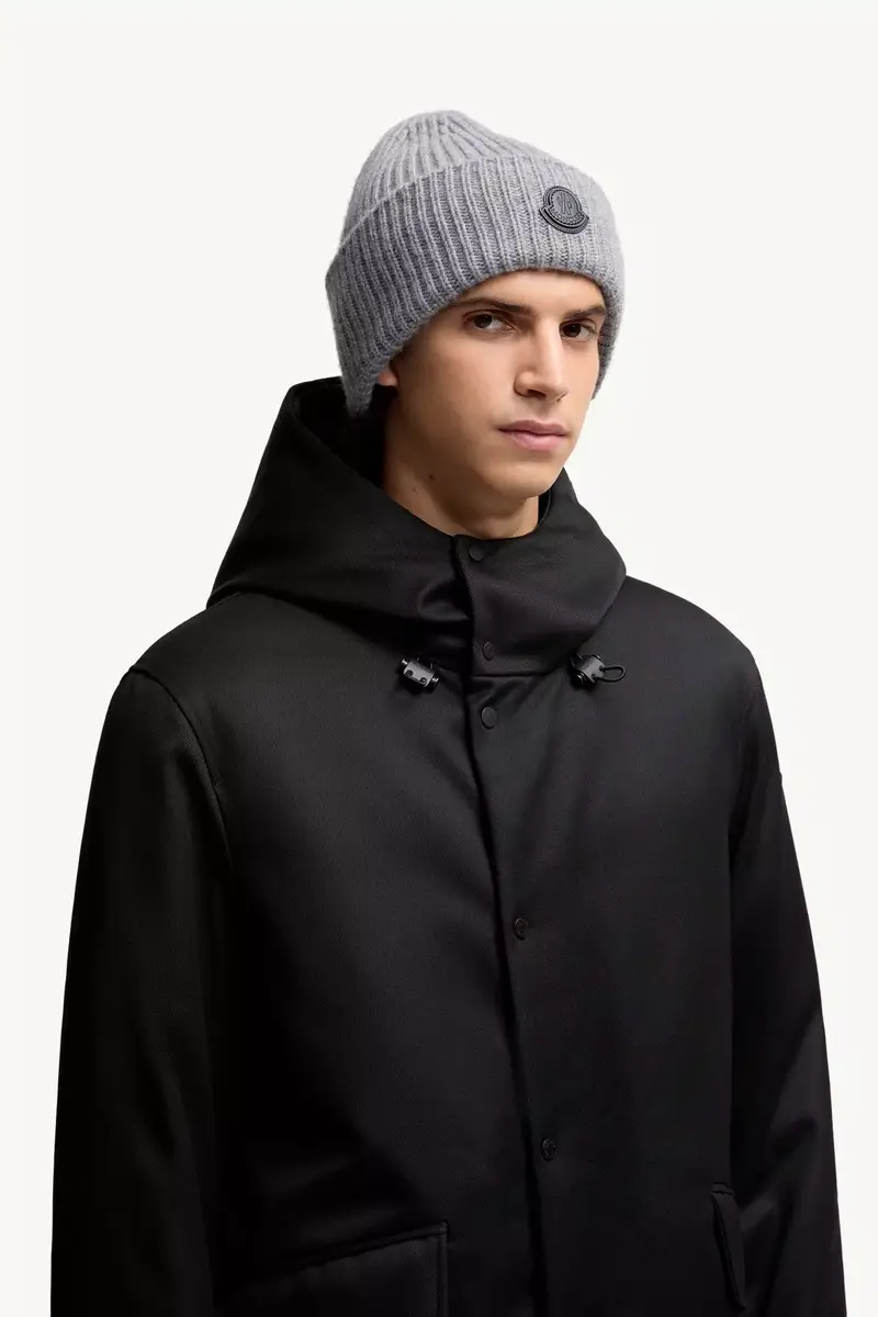 Moncler Leather Logo Cashmere Beanie | Thumbnail 3 Moncler Leather Logo Cashmere Beanie | Thumbnail 3
