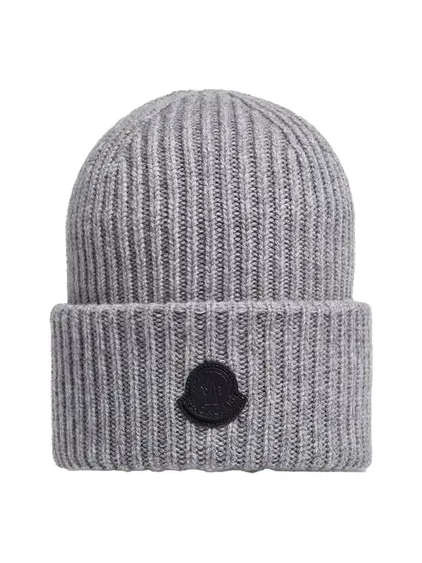 Leather Logo Cashmere Beanie